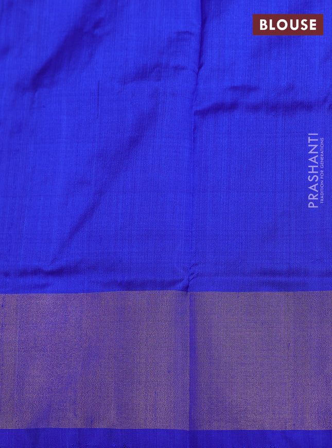 Ikat silk kids lehenga light green and blue with allover ikat weaves and long ikat woven zari border