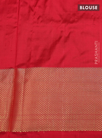 Ikat silk kids lehenga cs blue and red with allover ikat weaves and zari woven border