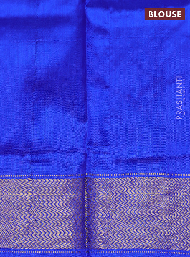 Ikat silk kids lehenga teal blue and royal blue with allover ikat weaves and long ikat woven zari border