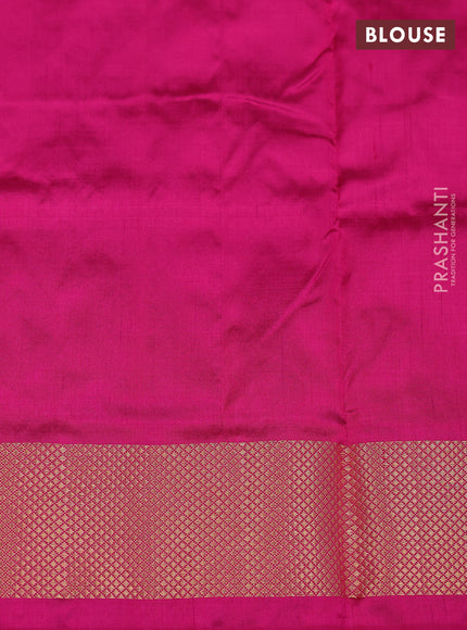 Ikat silk kids lehenga blue shade and pink with allover ikat weaves and long ikat woven zari border