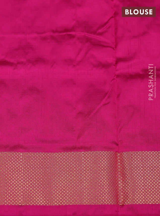 Ikat silk kids lehenga blue shade and pink with allover ikat weaves and long ikat woven zari border