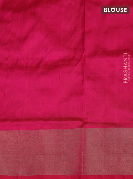 Ikat silk kids lehenga cs blue and pink with allover ikat weaves and long ikat woven zari border