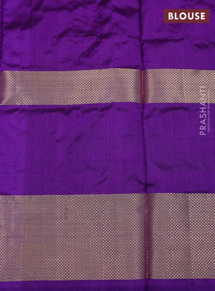 Ikat silk kids lehenga light blue and violet with allover ikat weaves and zari woven border