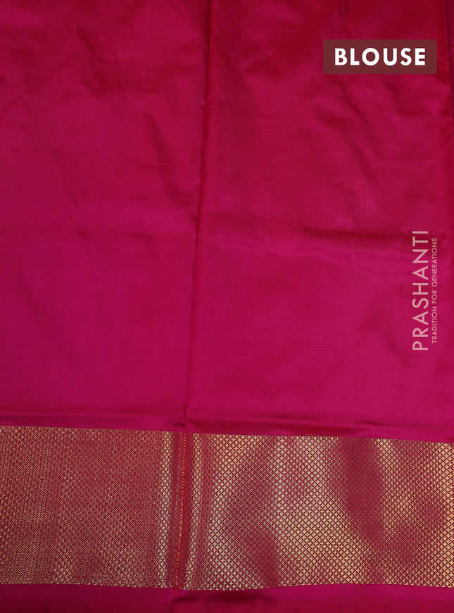 Ikat silk kids lehenga light green and pink with allover ikat weaves and zari woven border