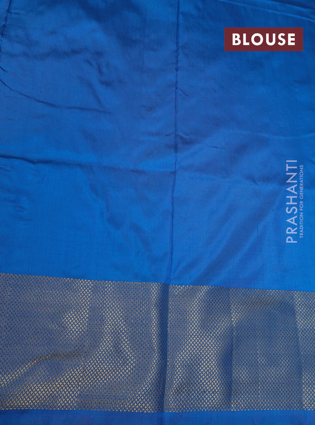 Ikat silk kids lehenga pink and cs blue with allover ikat weaves and zari woven border