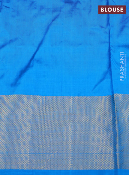 Ikat silk kids lehenga red and cs blue with allover ikat weaves and zari woven border