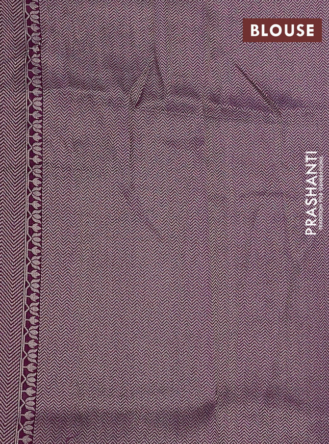 Banarasi semi raw silk saree purple with thread & silver zari buttas and long zari woven paithani style border