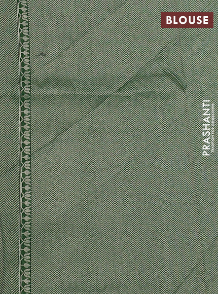 Banarasi semi raw silk saree green with thread & silver zari buttas and long zari woven paithani style border