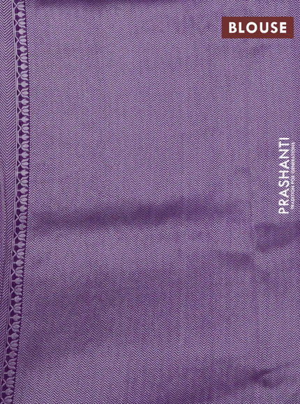 Banarasi semi raw silk saree violet with thread & silver zari buttas and long zari woven paithani style border