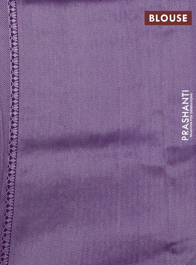 Banarasi semi raw silk saree violet with thread & silver zari buttas and long zari woven paithani style border
