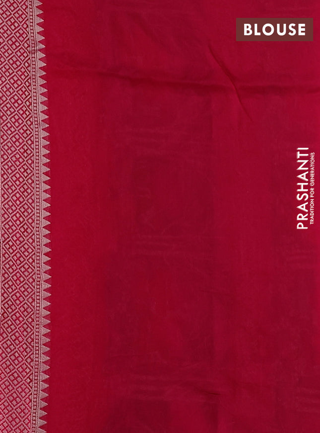 Banarasi semi raw silk saree pink with silver zari woven buttas and silver zari woven border