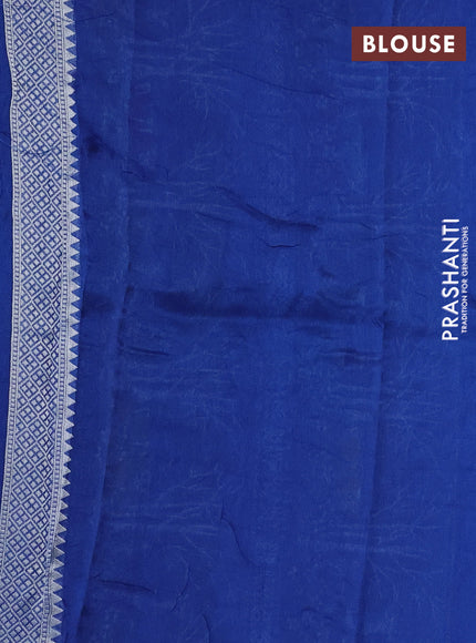 Banarasi semi raw silk saree blue with silver zari woven buttas and silver zari woven border