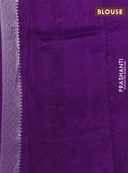Banarasi semi raw silk saree violet with silver zari woven buttas and silver zari woven border