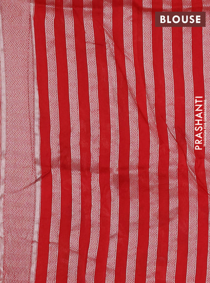 Banarasi semi raw silk saree red with allover jamdhani weaves and silver zari woven border