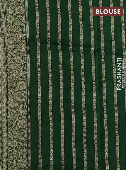 Banarasi semi raw silk saree green with zari buttas & jamdhamai weaves and zari woven border