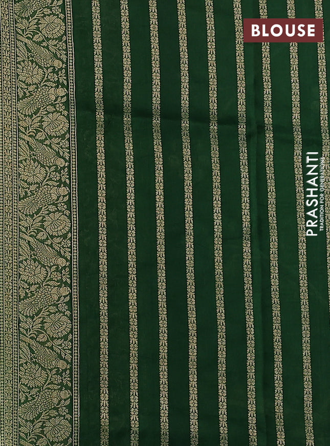Banarasi semi raw silk saree green with zari buttas & jamdhamai weaves and zari woven border
