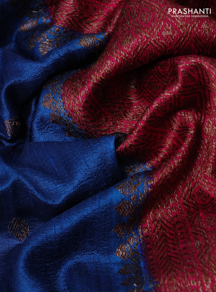 Banarasi raw silk saree cs blue and pink with woven buttas and woven border