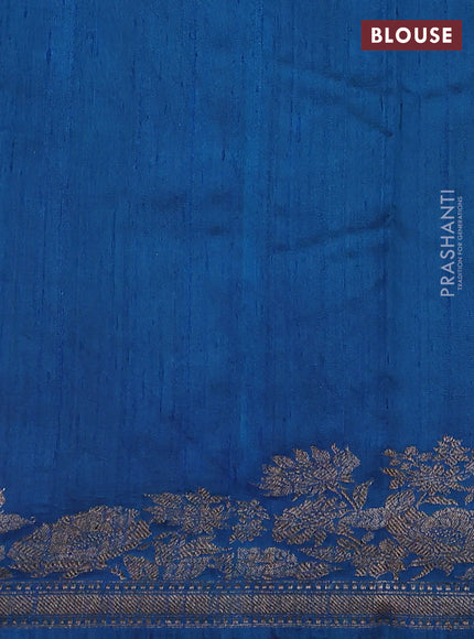 Banarasi raw silk saree magenta pink and peacock blue with woven buttas and woven border