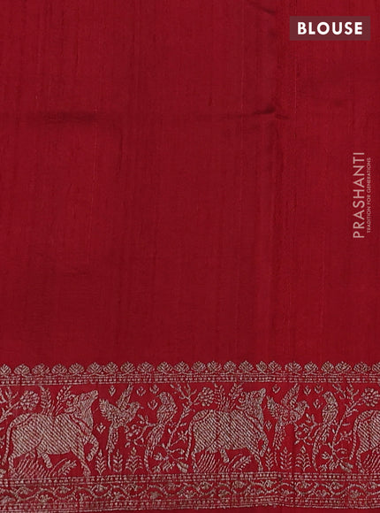 Banarasi raw silk saree royal blue and maroon with woven buttas and woven border