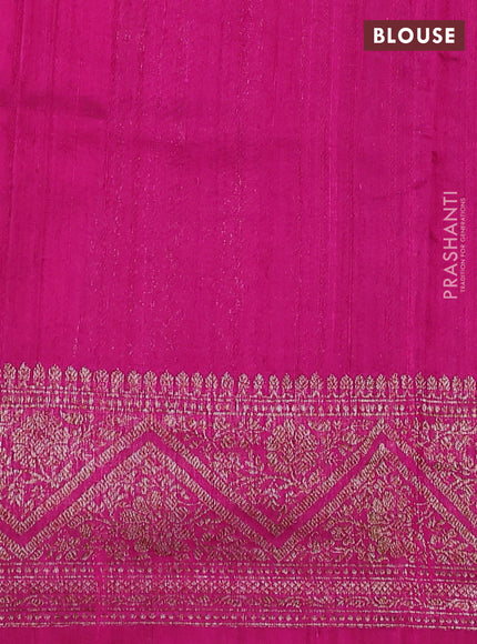 Banarasi raw silk saree fluorescent green and pink with woven buttas and woven border