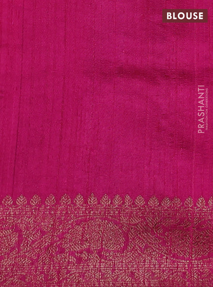 Banarasi raw silk saree sandal and pink with woven buttas and woven border
