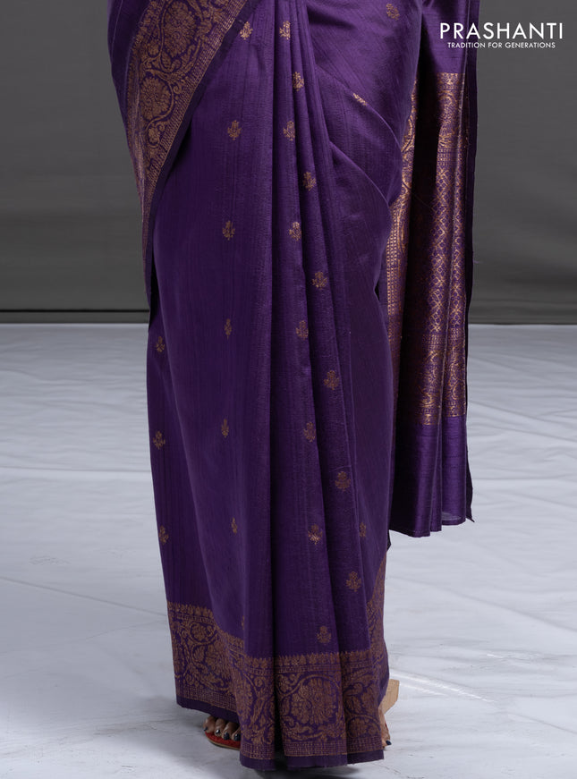 Banarasi raw silk saree violet and pink with woven buttas and woven border