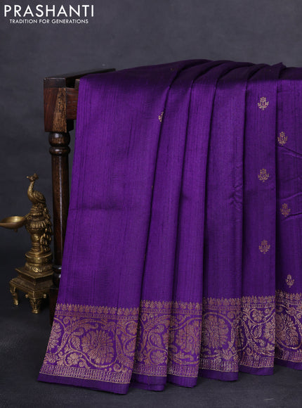 Banarasi raw silk saree violet and pink with woven buttas and woven border