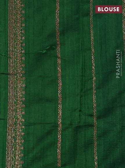 Banarasi raw silk saree sandal and green with thread & zari weaves and woven border