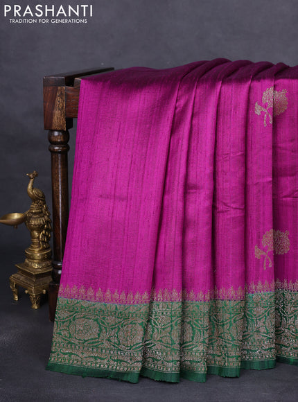 Banarasi raw silk saree purple and green with woven buttas and woven border