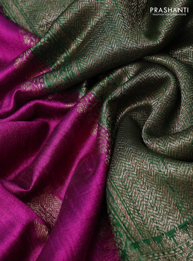 Banarasi raw silk saree purple and green with woven buttas and woven border