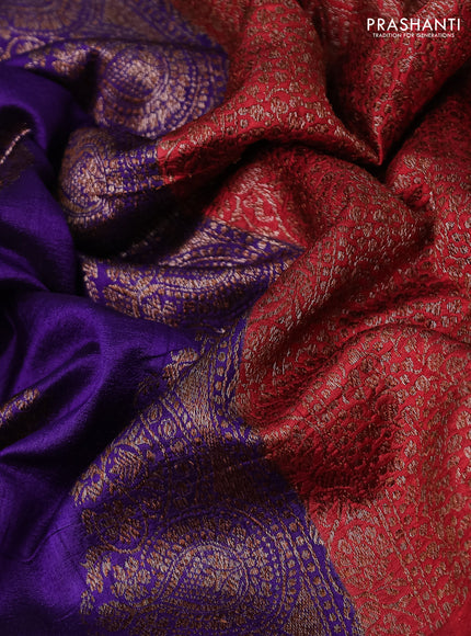 Banarasi raw silk saree violet and maroon with woven buttas and woven border