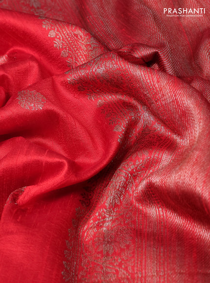 Banarasi raw silk saree red and mustard yellow with woven buttas and woven border