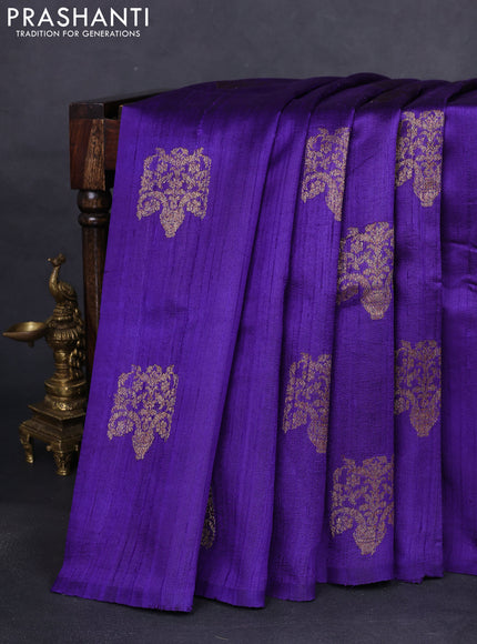 Banarasi raw silk saree violet and maroon with woven buttas and woven border