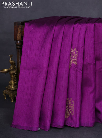 Banarasi raw silk saree purple and maroon with woven buttas and woven border