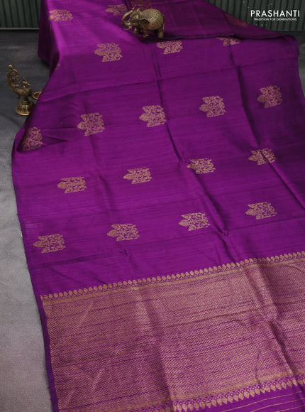 Banarasi raw silk saree purple and maroon with woven buttas and woven border