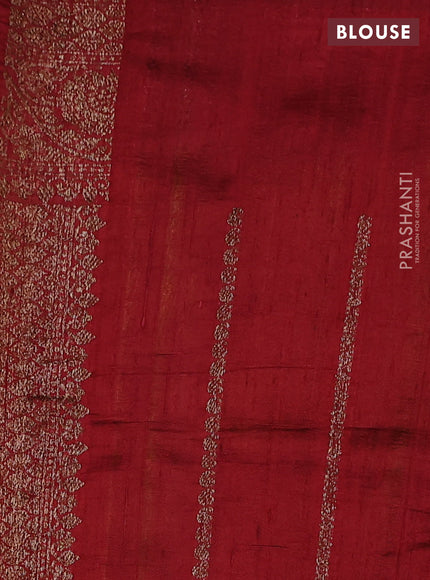 Banarasi raw silk saree lime green and kumkum red with thread & zari weaves and woven border