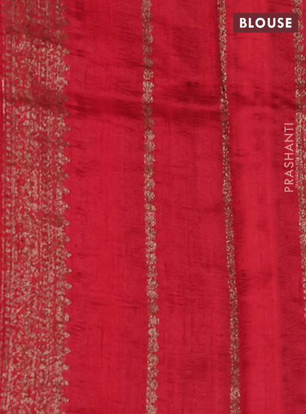 Banarasi raw silk saree light green and red with thread & zari weaves and woven border