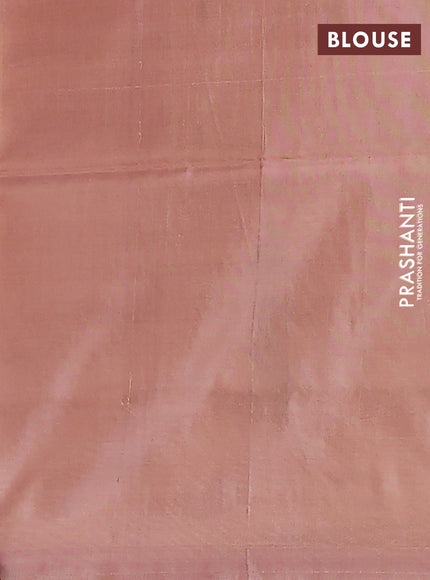 Banana pith saree dark magenta pink and pastel peach shade with thread woven buttas in borderless style