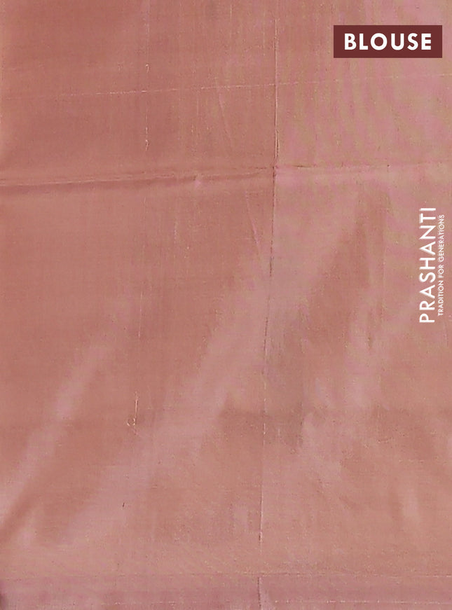Banana pith saree dark magenta pink and pastel peach shade with thread woven buttas in borderless style