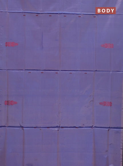 Banana pith saree dual shade of lavender and grey with thread woven buttas in borderless style