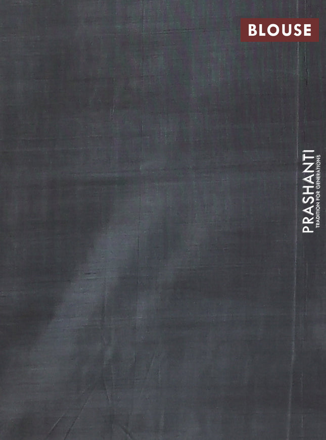 Banana pith saree mustard yellow and elephant grey with thread woven buttas in borderless style