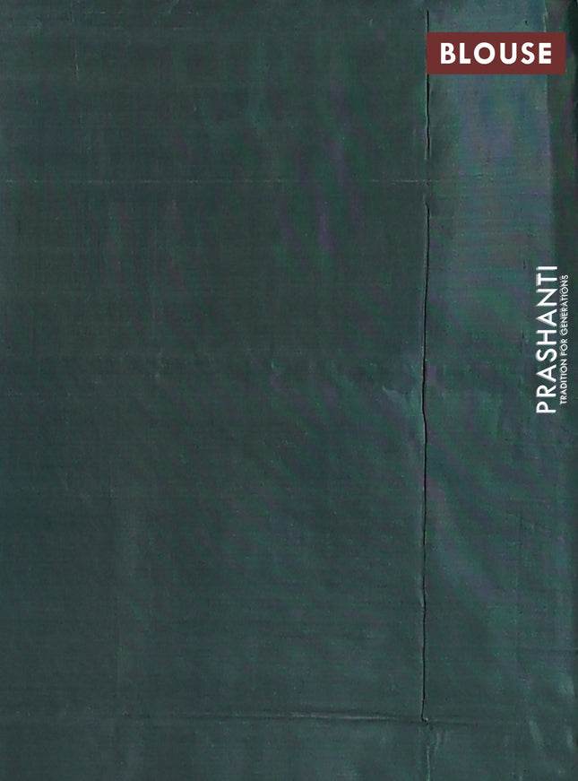 Banana pith saree orange and bottle green with thread woven buttas in borderless style