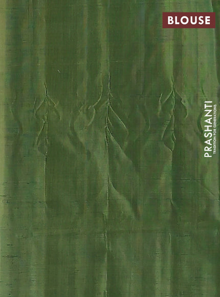 Banana pith saree sandal and green with thread woven buttas in borderless style