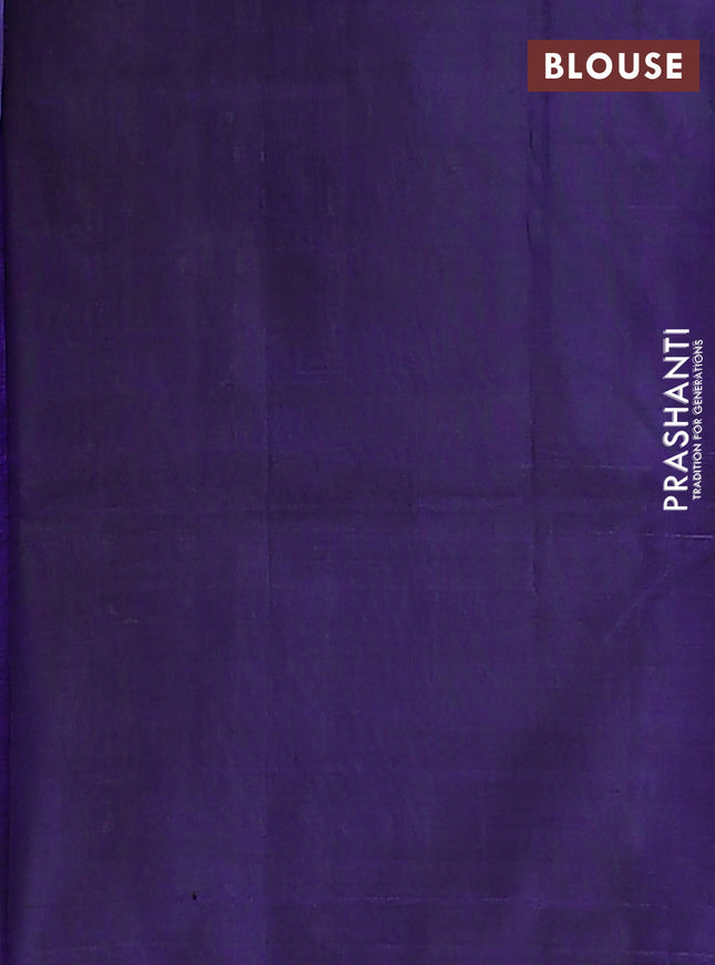 Banana pith saree sandal and blue with thread woven buttas and contrast border