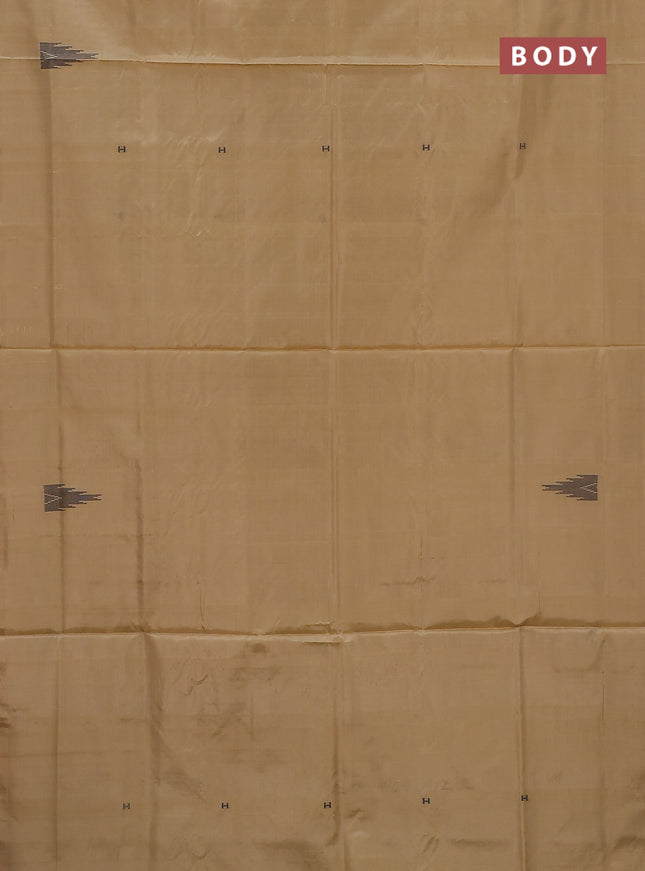 Banana pith saree cream and dual shade of blue with thread woven buttas in borderless style