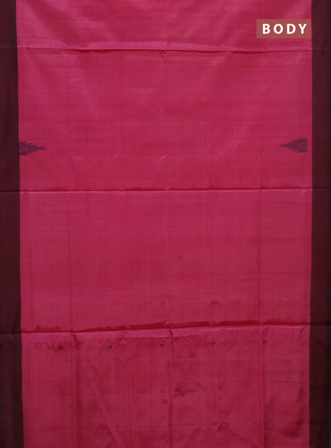 Banana pith saree pink and black with thread woven buttas and contrast border