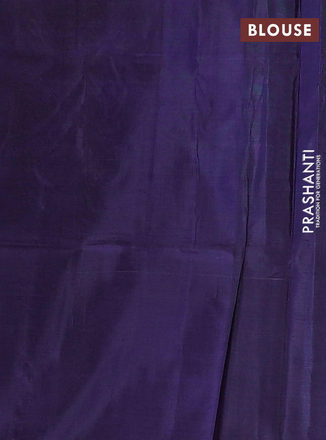 Banana pith saree sandal and blue with thread woven buttas and contrast border