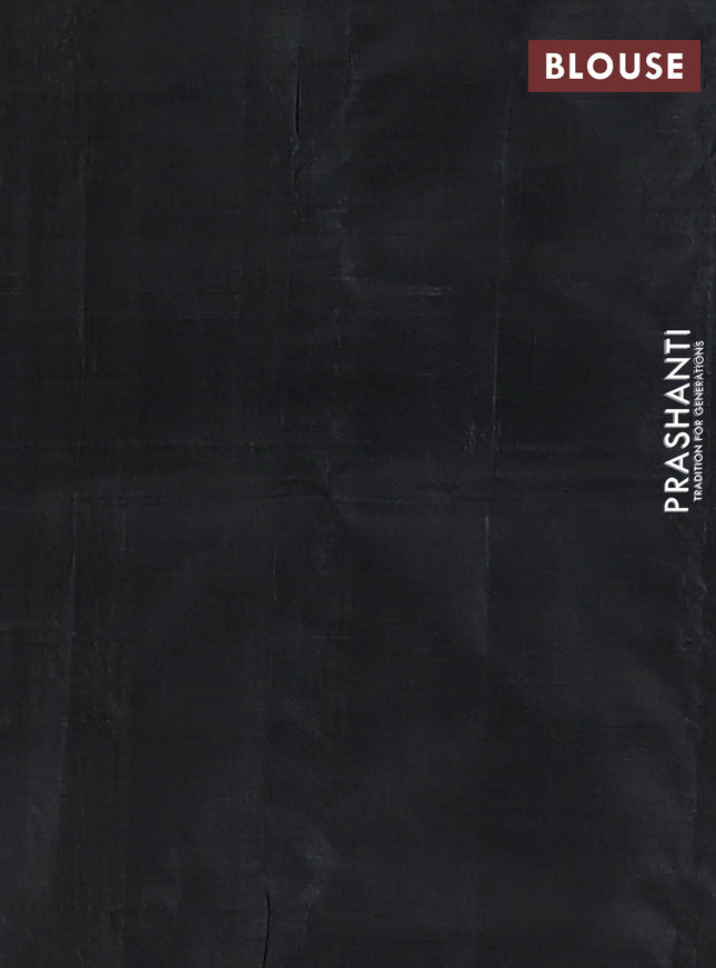 Banana pith saree sandal and black with thread woven buttas in borderless style