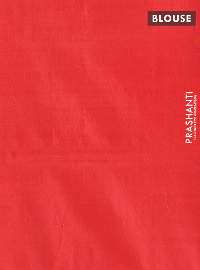 Banana pith saree sandal and red with allover checked pattern in borderless style