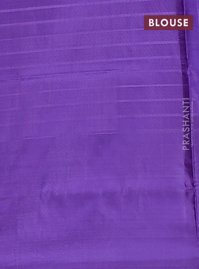 Banana pith saree peach orange and violet with allover stripe pattern in borderless style